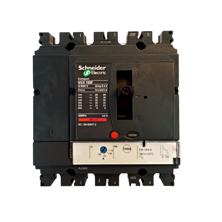 Interruptor Automático Caja Moldeada Omnipolar 4x112-160 A 36 kA Regulable Schneider Electric modelo NSX