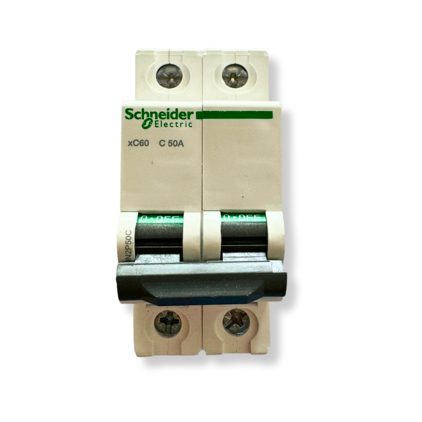 Interruptor Automático 2x50A 10kA Curva C Riel DIN - Schneider Electric Acti9 A9N2P50C