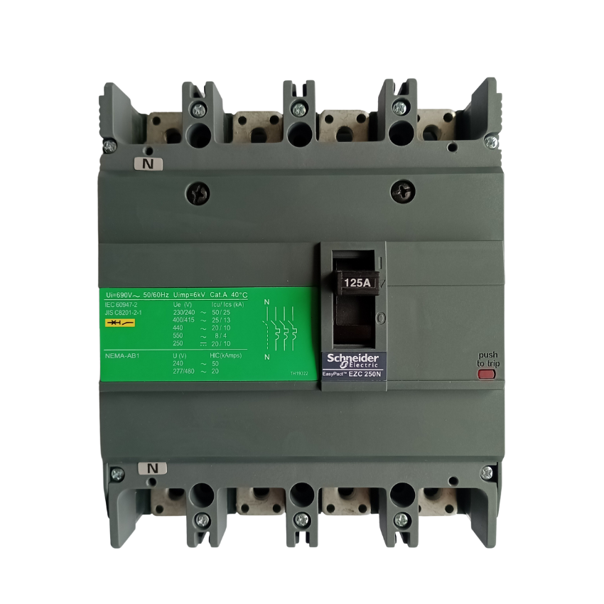 Interruptor Automático Caja Moldeada Omnipolar 4x125 A Fijo Schneider Electric modelo EZC