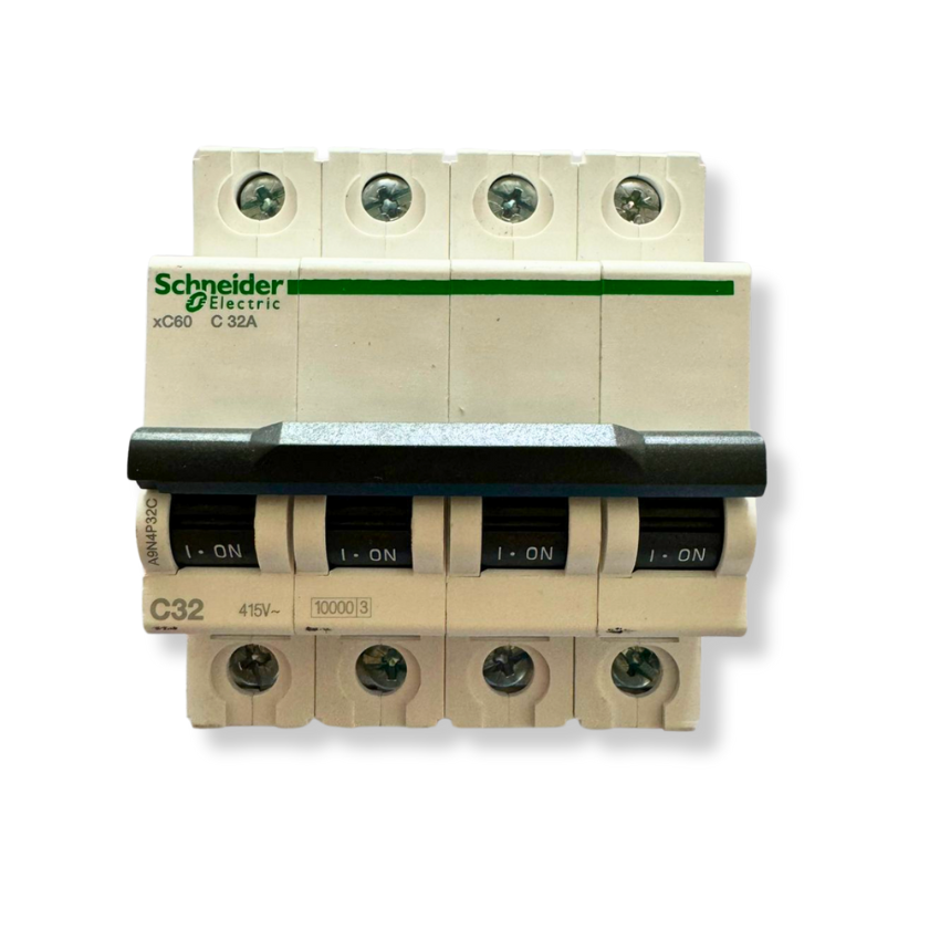 Interruptor Automático 4x32A 10kA Curva C Riel DIN - Schneider Electric Acti9 A9N4P32C