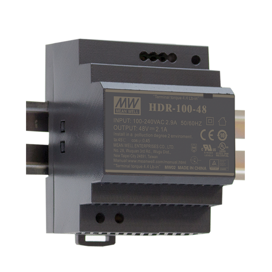 Fuente de Poder Mean Well HDR-100-24 – 100W 24VDC 4.2A – Montaje Riel DIN