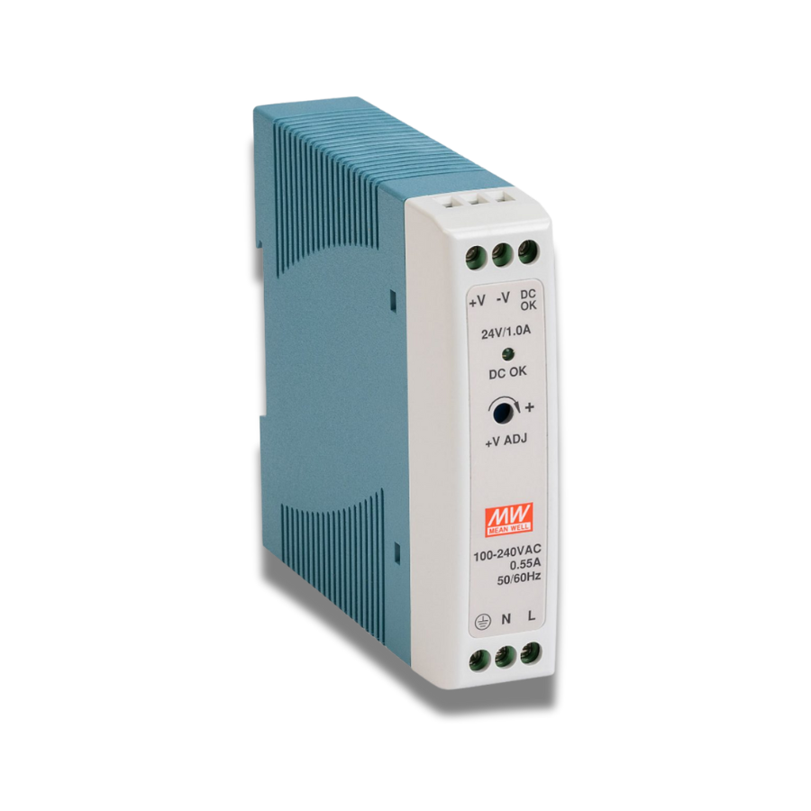 Fuente de Poder Mean Well MDR-20-24 – 20W 24VDC 0.83A – Montaje Riel DIN