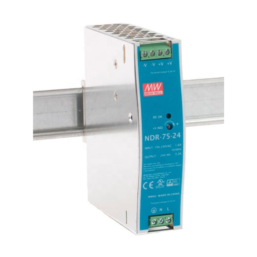 Fuente de Poder Mean Well NDR-75-24 – 75W 24VDC 3.2A – Montaje Riel DIN