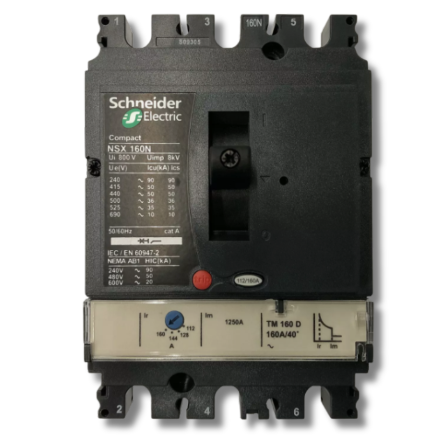 Interruptor Automático Caja Moldeada Tripolar 3x112-160 A 36 kA Regulable Schneider Electric modelo NSX