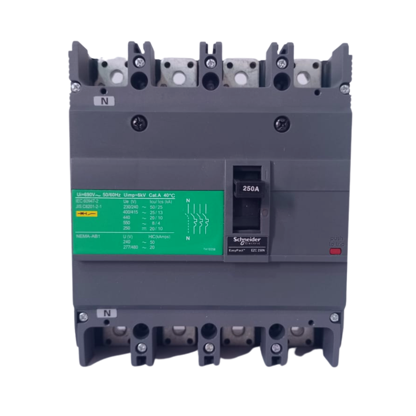 Interruptor Automático Caja Moldeada Omnipolar 4x250 A Fijo Schneider Electric modelo EZC