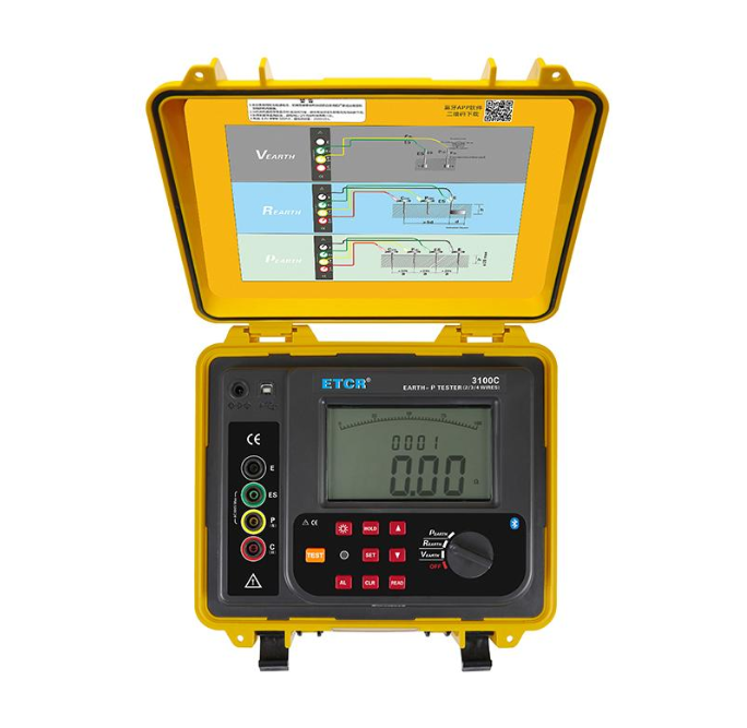 Telurómetro Profesional ETCR 3100C para Estudio de Resistividad de Puesta a Tierra WENNER y Resistencia Existente