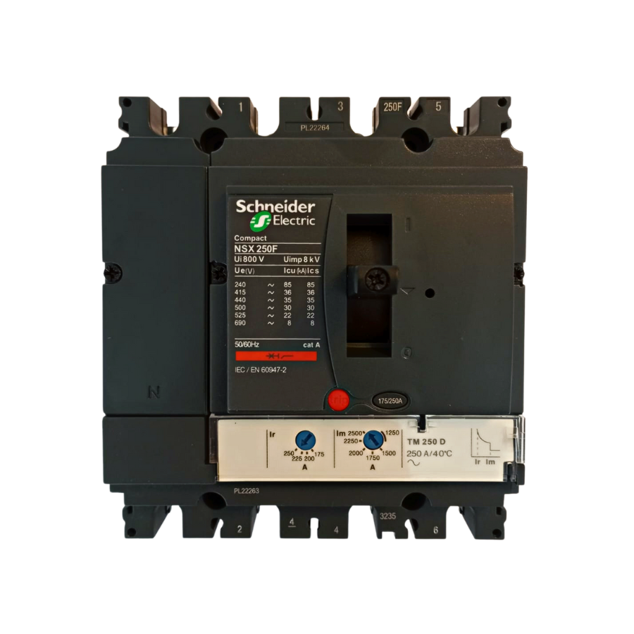 Interruptor Automático Caja Moldeada Omnipolar 4x175-250 A 36 kA Regulable Schneider Electric modelo NSX