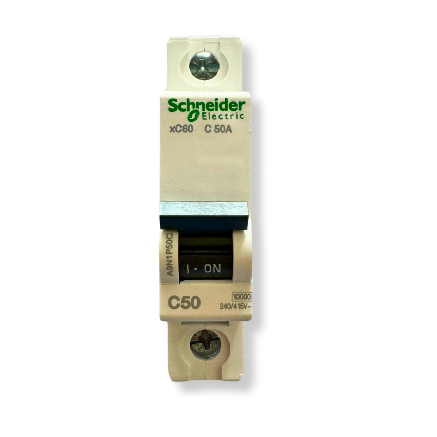Interruptor Automático 1x50A 10kA Curva C Riel DIN - Schneider Electric Acti9 A9N1P50C
