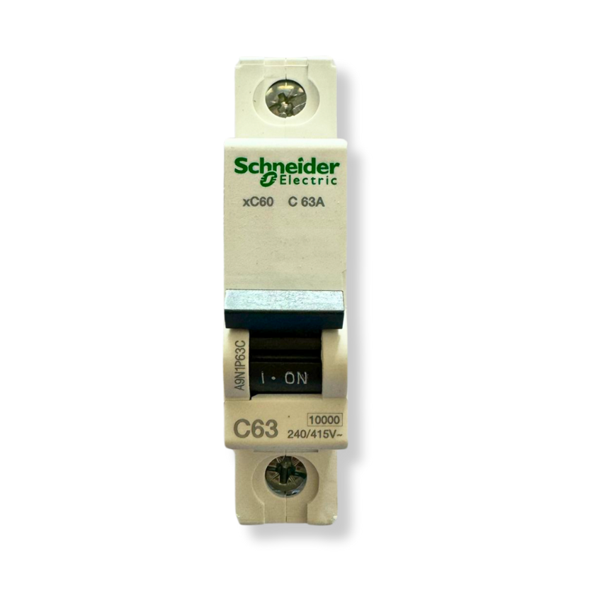 Interruptor Automático 1x63A 10kA Curva C Riel DIN - Schneider Electric Acti9 A9N1P63C