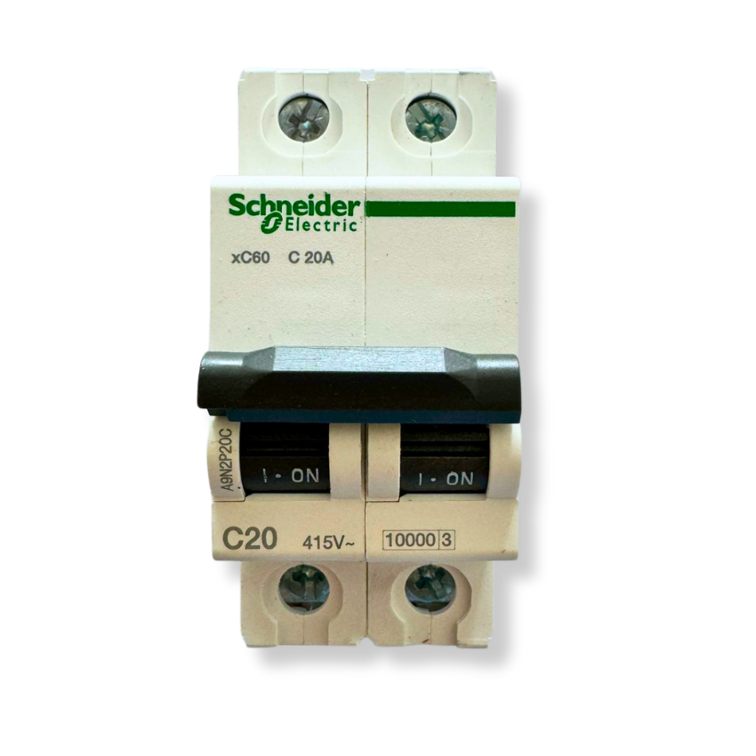 Interruptor Automático 2x20A 10kA Curva C Riel DIN - Schneider Electric Acti9 A9N2P20C