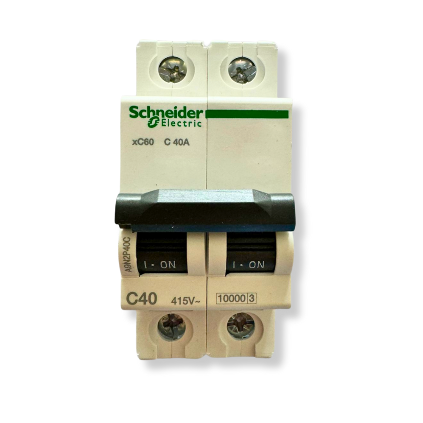 Interruptor Automático 2x40A 10kA Curva C Riel DIN - Schneider Electric Acti9 A9N2P40C