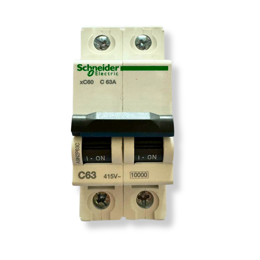 Interruptor Automático 2x63A 10kA Curva C Riel DIN - Schneider Electric Acti9 A9N2P63C