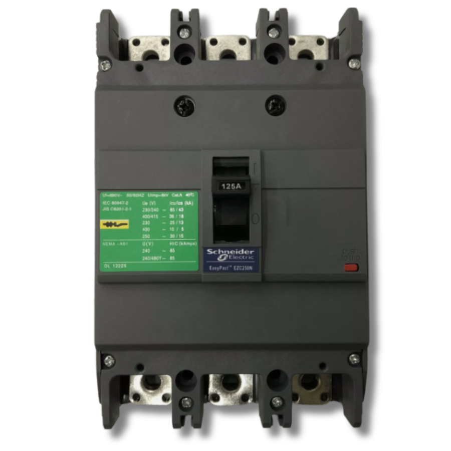 Interruptor Automático Caja Moldeada Tripolar 3x125 A 25 kA Fijo Schneider Electric modelo EZC
