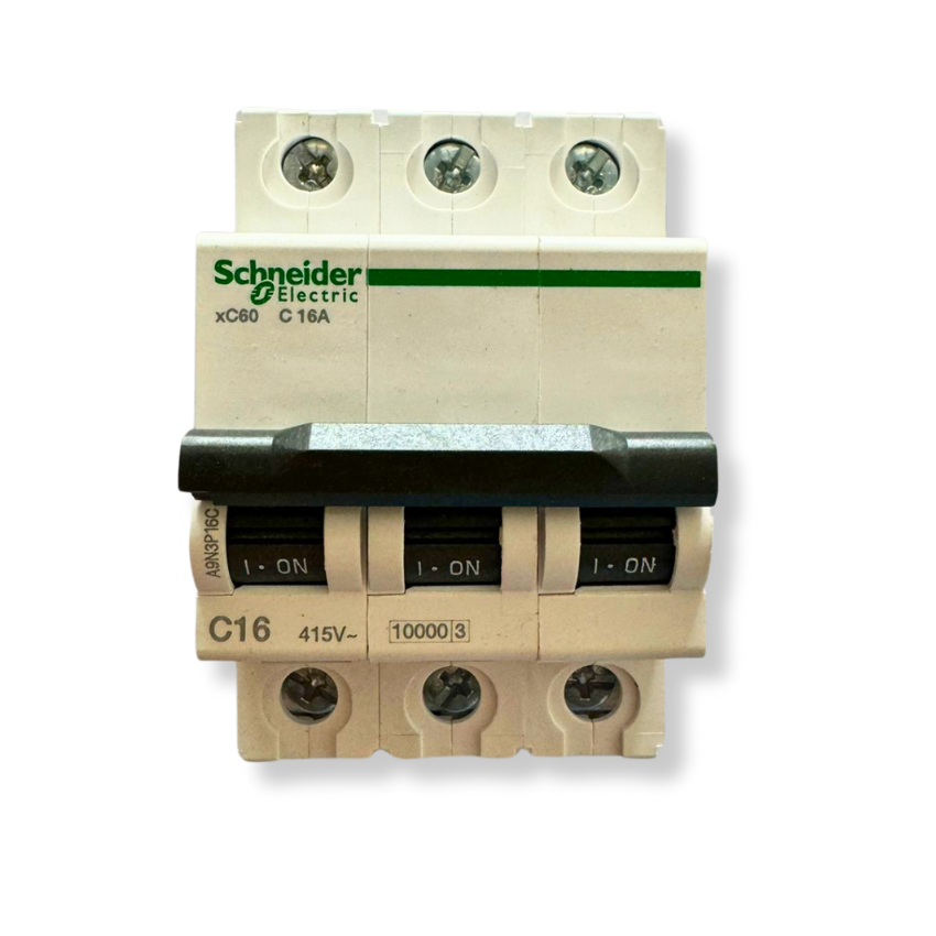 Interruptor Automático 3x16A 10kA Curva C Riel DIN - Schneider Electric Acti9 A9N3P16C