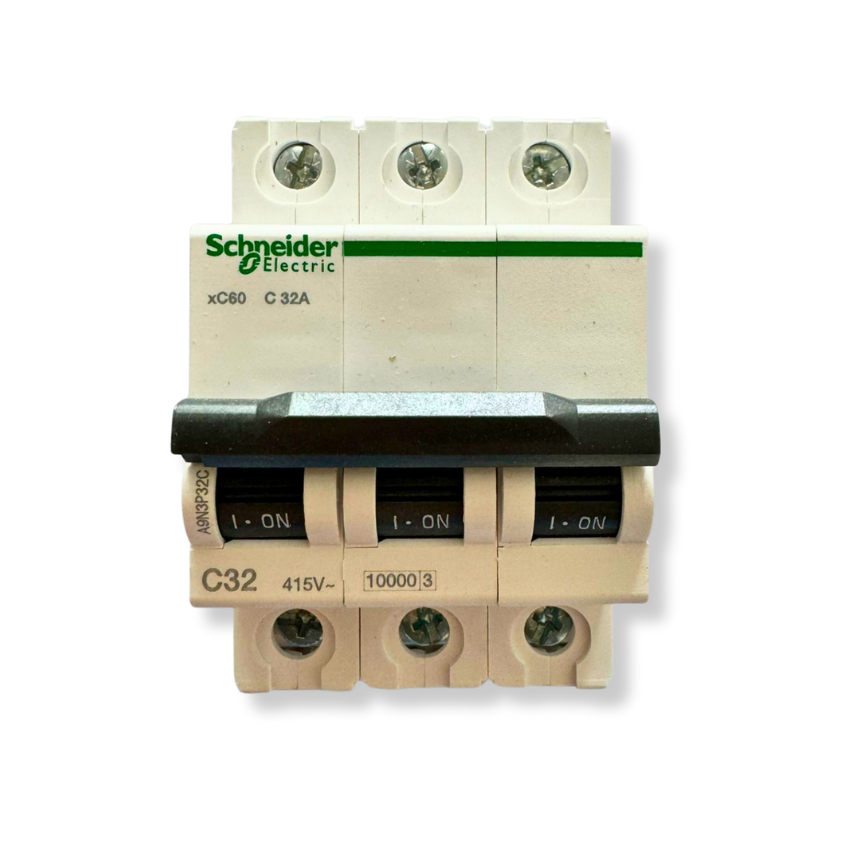 Interruptor Automático 3x32A 10kA Curva C Riel DIN - Schneider Electric Acti9 A9N3P32C