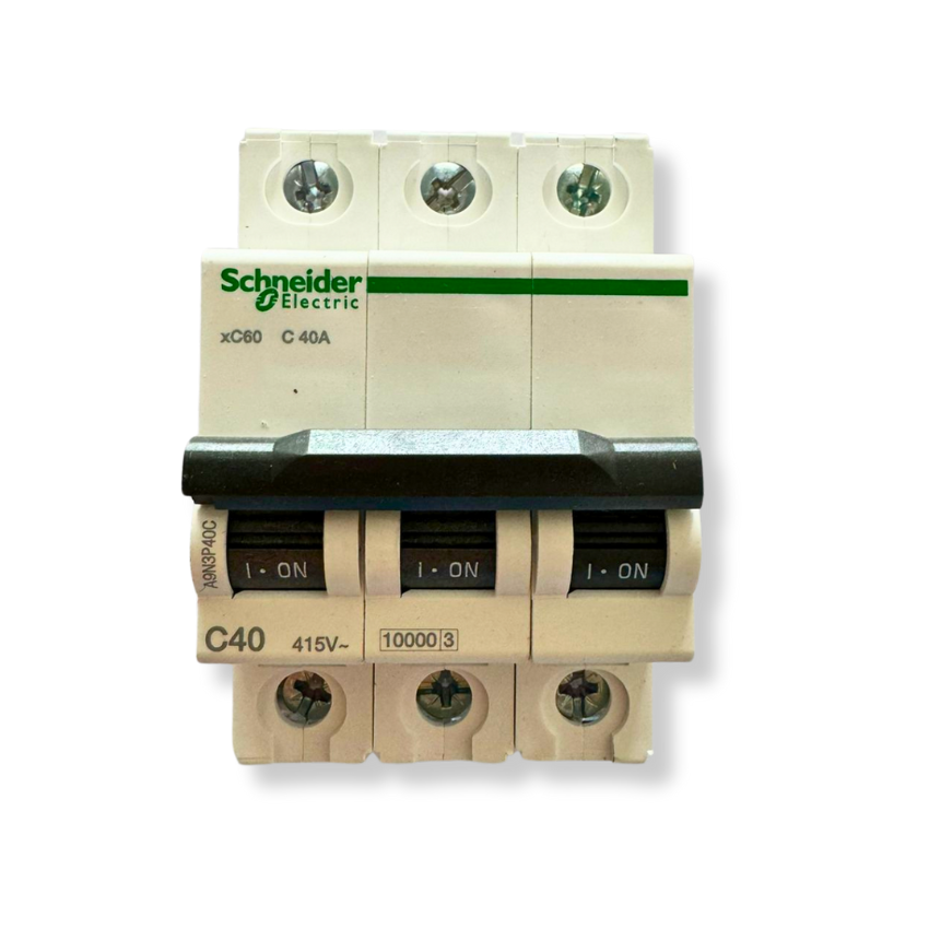 Interruptor Automático 3x40A 10kA Curva C Riel DIN - Schneider Electric Acti9 A9N3P40C