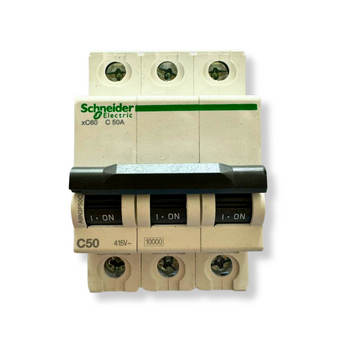 Interruptor Automático 3x50A 10kA Curva C Riel DIN - Schneider Electric Acti9 A9N3P50C