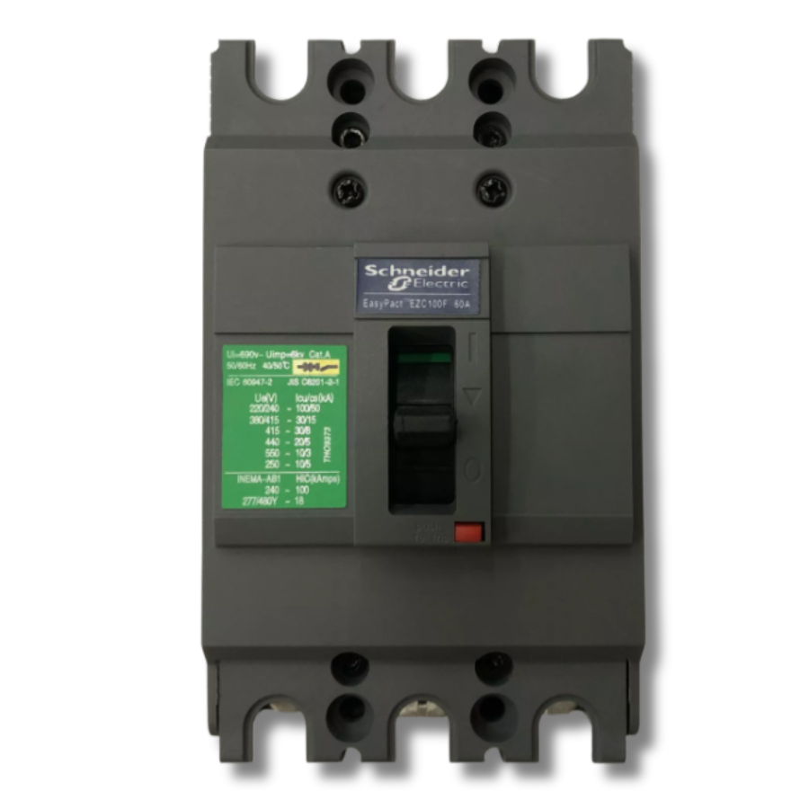 Interruptor Automático Caja Moldeada Tripolar 3x60 A 25 kA Fijo Schneider Electric modelo EZC