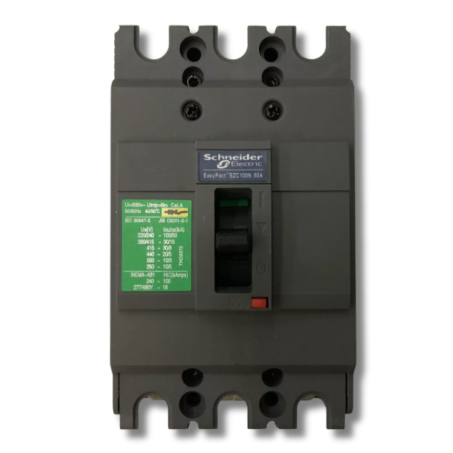 Interruptor Automático Caja Moldeada Tripolar 3x80 A 25 kA Fijo Schneider Electric modelo EZC