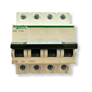 Interruptor Automático 4x10A 10kA Curva C Riel DIN - Schneider Electric Acti9 A9N4P10C