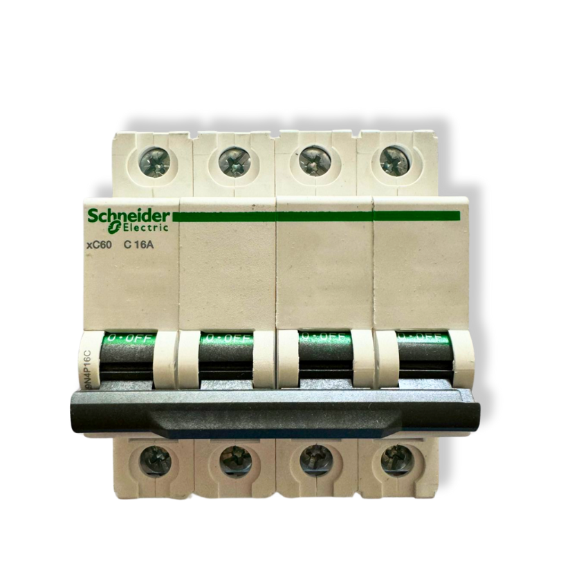 Interruptor Automático 4x16A 10kA Curva C Riel DIN - Schneider Electric Acti9 A9N4P16C