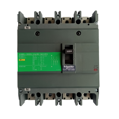 Interruptor Automático Caja Moldeada Omnipolar 4x175 A  25 kA Fijo Schneider Electric modelo EZC