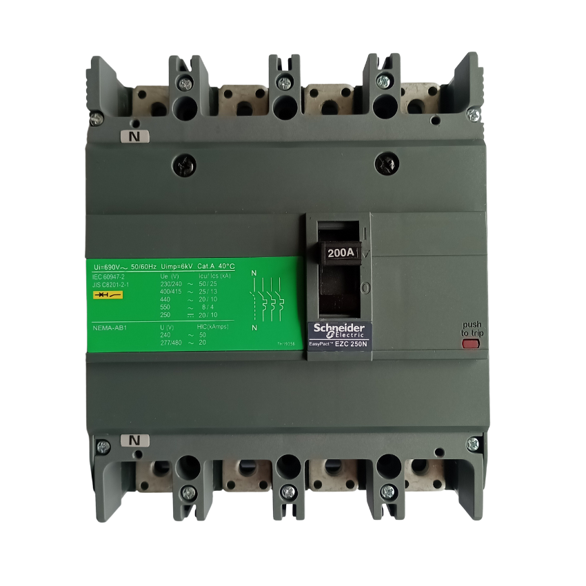 Interruptor Automático Caja Moldeada Omnipolar 4x200 A  25 kA Fijo Schneider Electric modelo EZC