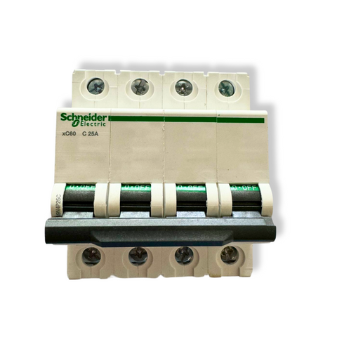 Interruptor Automático 4x25A 10kA Curva C Riel DIN - Schneider Electric Acti9 A9N4P25C