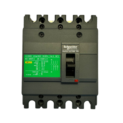 Interruptor Caja Moldeada Omnipolar 4x25 A 25 kA Fijo Schneider Electric modelo EZC