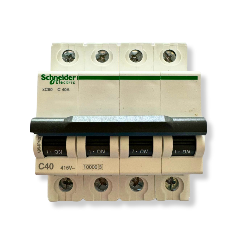 Interruptor Automático 4x40A 10kA Curva C Riel DIN - Schneider Electric Acti9 A9N4P40C