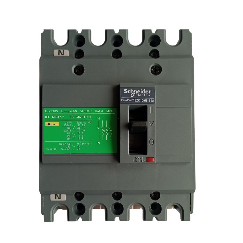 Interruptor Automático Caja Moldeada Omnipolar 4x50 A Fijo Schneider Electric modelo EZC