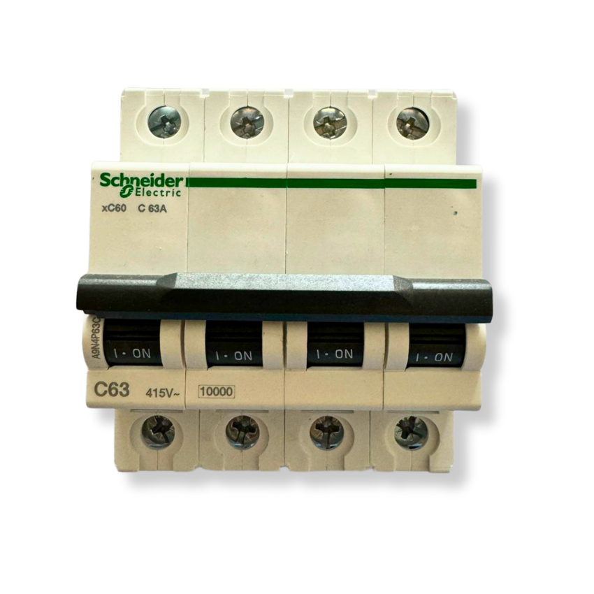 Interruptor Automático 4x63A 10kA Curva C Riel DIN - Schneider Electric Acti9 A9N4P63C