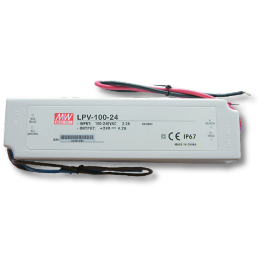 Fuente de Poder Mean Well LPV-100-24 – 100W 24VDC 4.2A – Montaje Exterior IP67