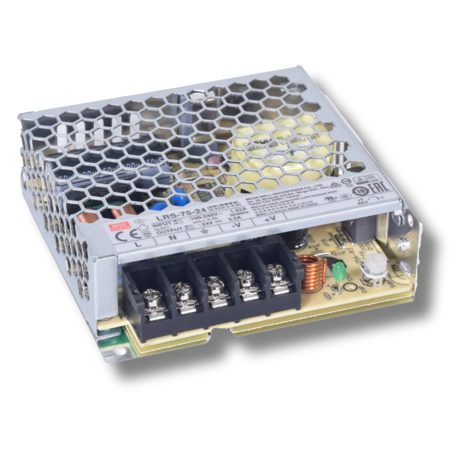 Fuente de Poder Mean Well LRS-75-24 – 75W 24VDC 3.2A – Montaje Chasis Abierto