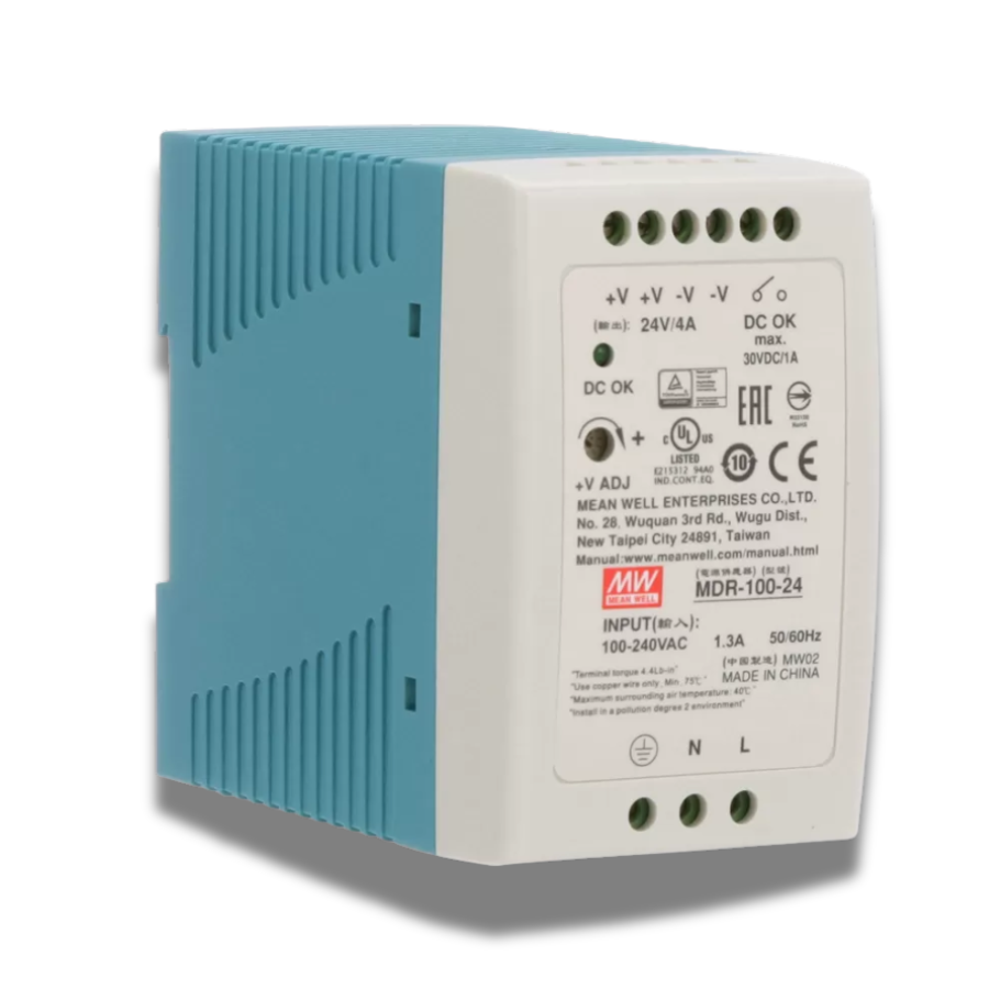Fuente de Poder Mean Well MDR-100-24 – 100W 24VDC 4.2A – Montaje Riel DIN