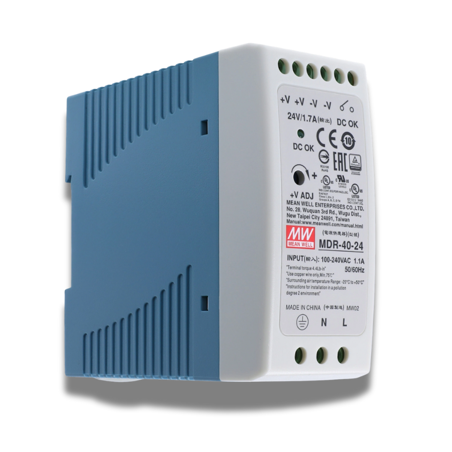 Fuente de Poder Mean Well MDR-40-24 – 40W 24VDC 1.7A – Montaje Riel DIN