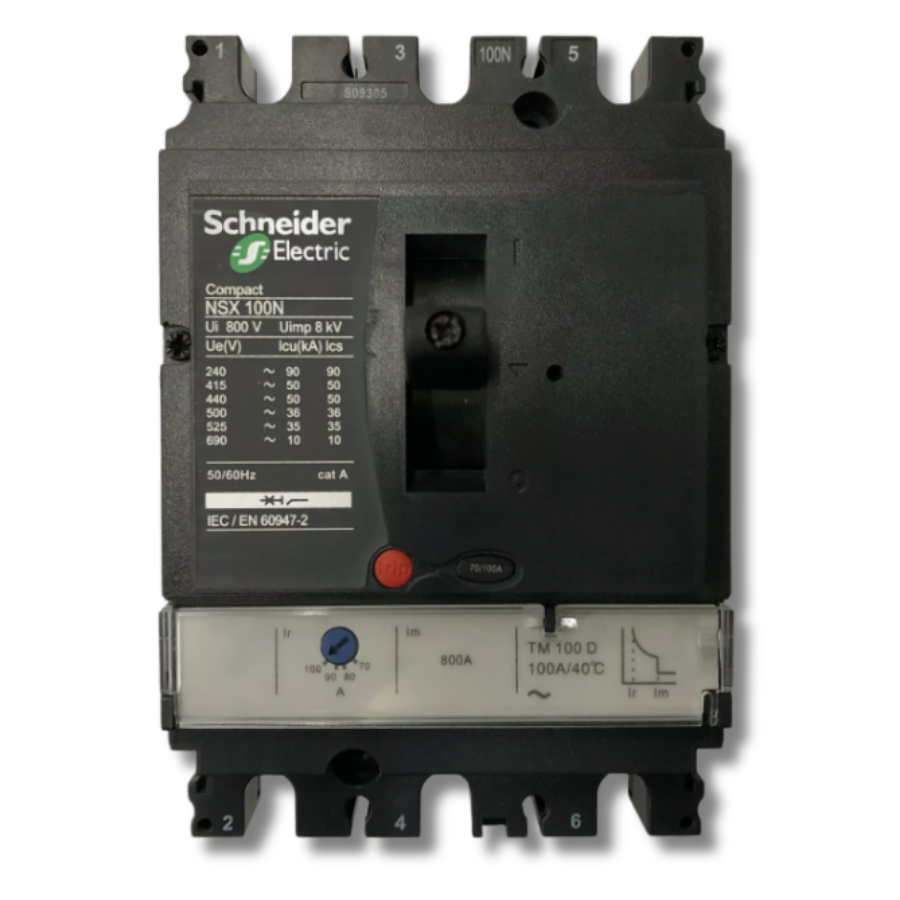 Interruptor Automático Caja Moldeada Tripolar 3x70-100 A 36 kA Regulable Schneider Electric modelo NSX