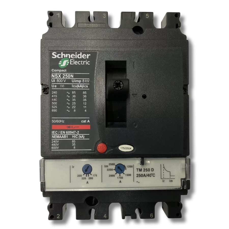 Interruptor Automático Caja Moldeada Tripolar 3x175-250 A 36 kA Regulable Schneider Electric modelo NSX