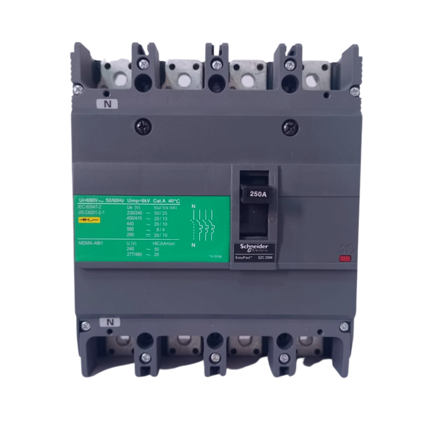 Interruptor Automático Caja Moldeada Omnipolar 4x250 A 25 kA Fijo Schneider Electric modelo EZC