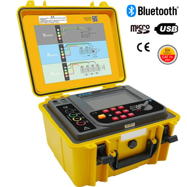 Telurómetro Profesional ETCR 3100C para Estudio de Resistividad de Puesta a Tierra WENNER y Resistencia Existente