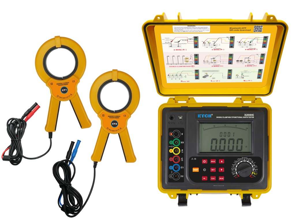 Telurómetro Profesional ETCR 3200C para Estudio de Resistividad de Puesta a Tierra WENNER y Resistencia Existente